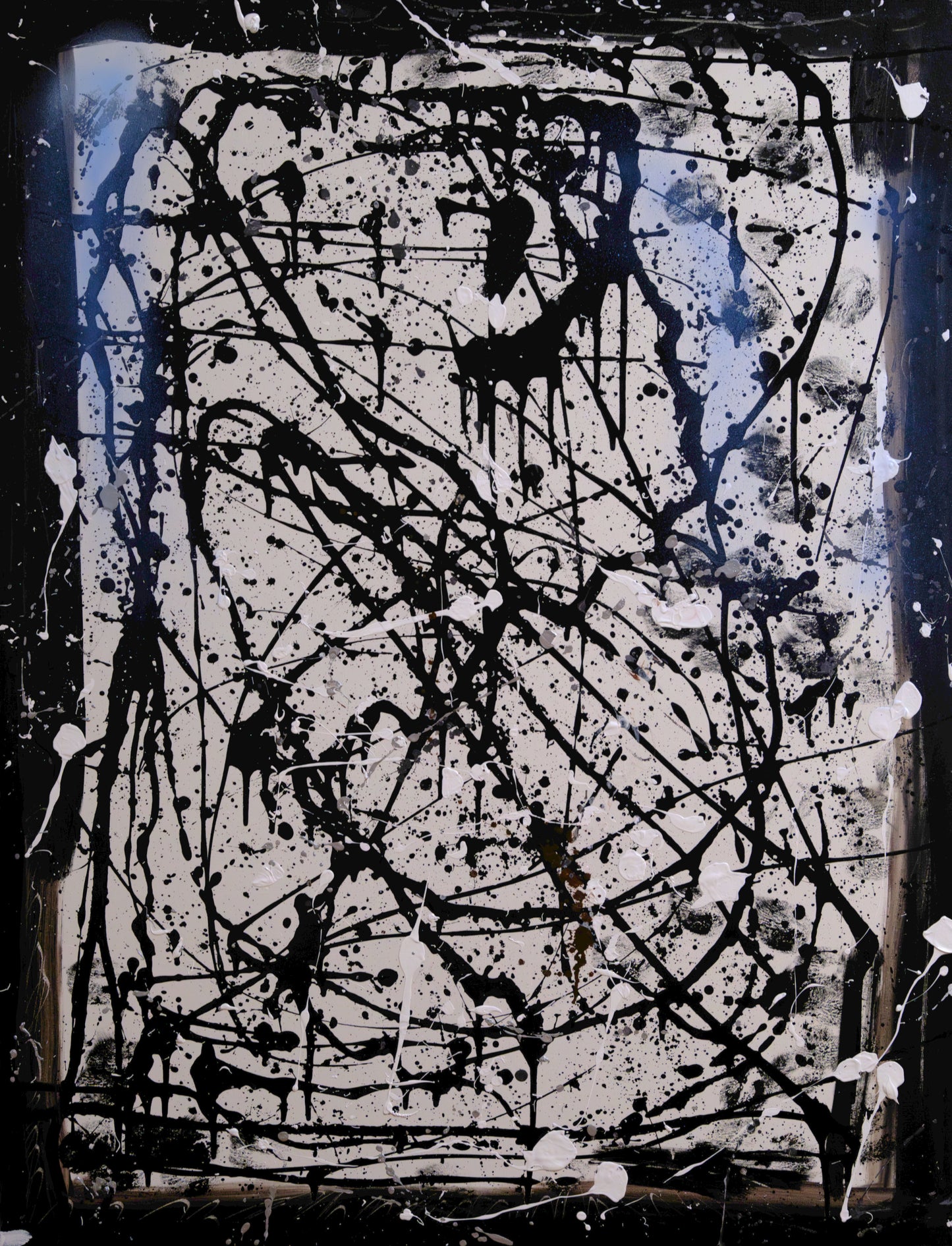 Peaceful Movements. Black and White , 36"x48", Mixed Media on Canvas, 2023