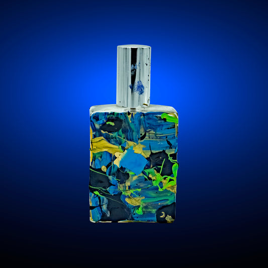 Success Cologne by Niam Jain in hand painted Gold, Blue & Green Bottle