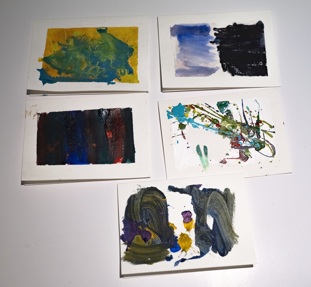 Hand Painted Cards: Set of Five With Envelopes