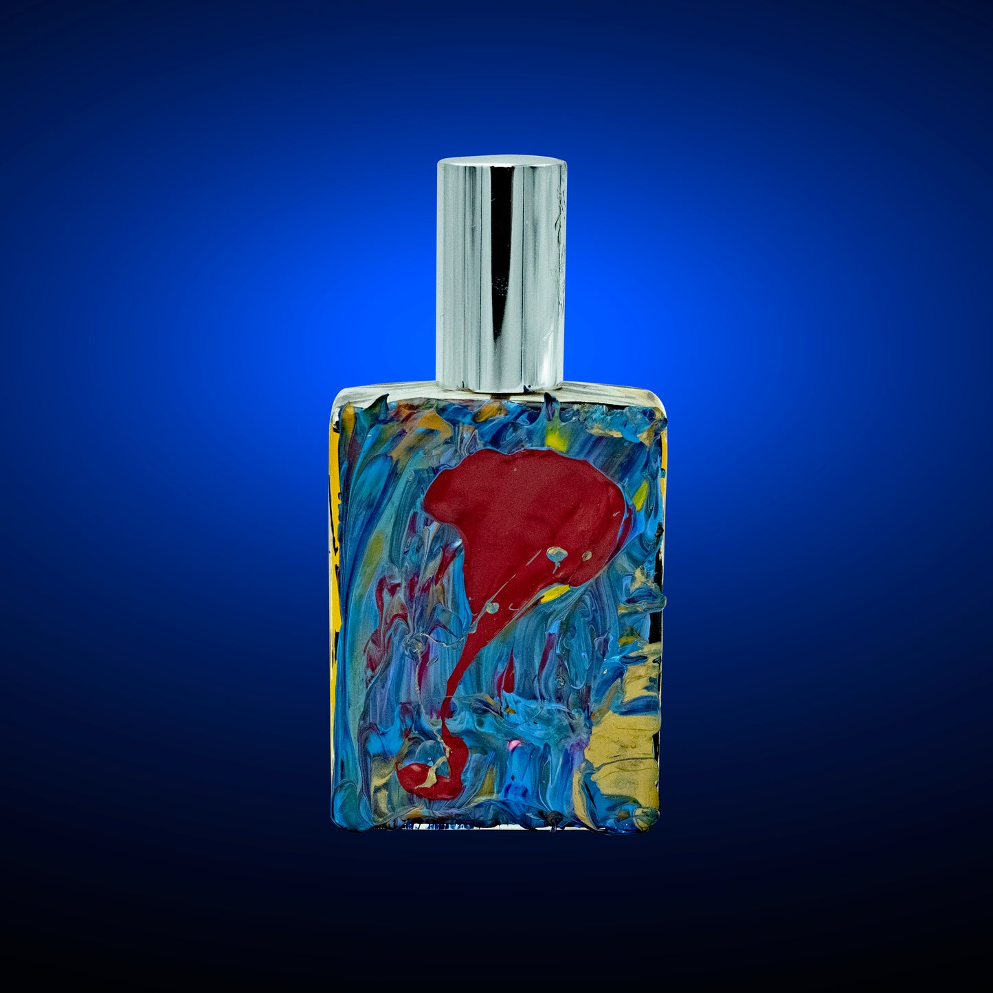Success Cologne by Niam Jain in hand painted Gold, Blue & Red Bottle